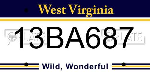 13BA687 West Virginia License Plate