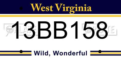 13BB158 West Virginia License Plate