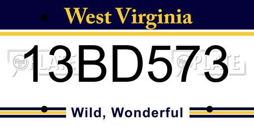 13BD573 West Virginia License Plate