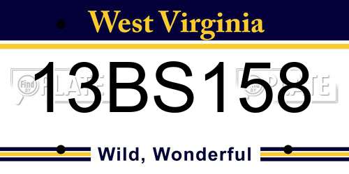 13BS158 West Virginia License Plate