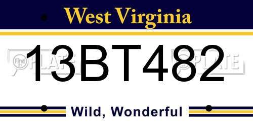 13BT482 West Virginia License Plate