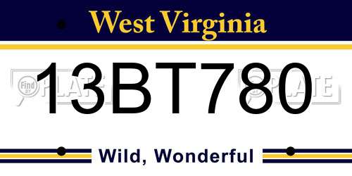 13BT780 West Virginia License Plate