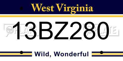 13BZ280 West Virginia License Plate