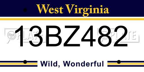 13BZ482 West Virginia License Plate