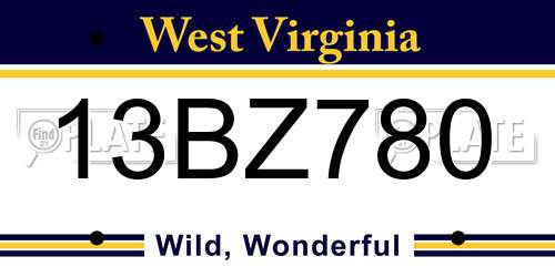 13BZ780 West Virginia License Plate