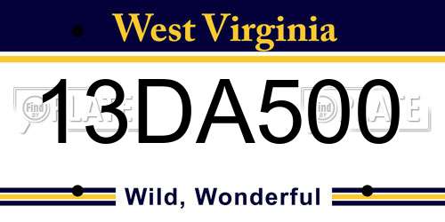 13DA500 West Virginia License Plate