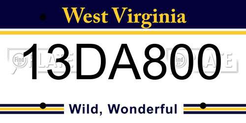 13DA800 West Virginia License Plate