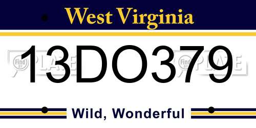 13DO379 West Virginia License Plate