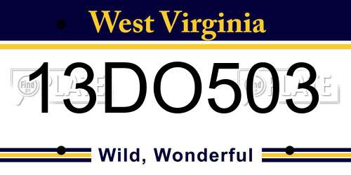 13DO503 West Virginia License Plate