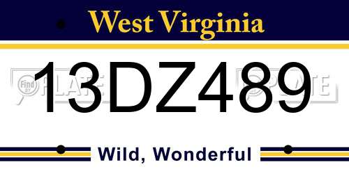 13DZ489 West Virginia License Plate