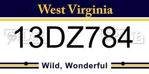 13DZ784 West Virginia License Plate