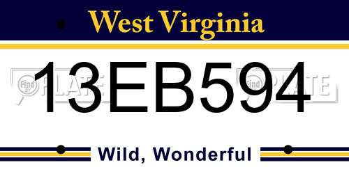 13EB594 West Virginia License Plate