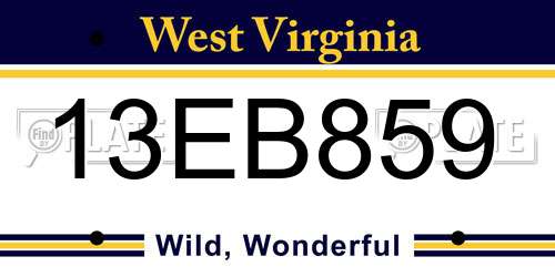 13EB859 West Virginia License Plate