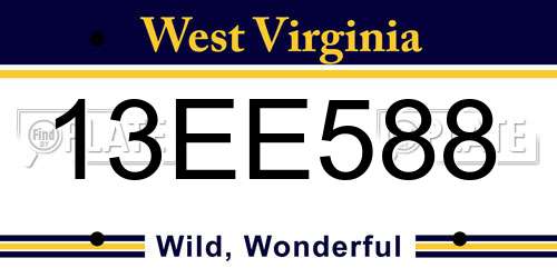 13EE588 West Virginia License Plate