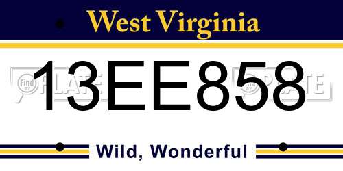 13EE858 West Virginia License Plate