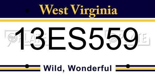 13ES559 West Virginia License Plate