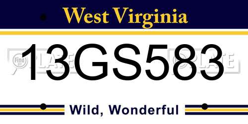 13GS583 West Virginia License Plate