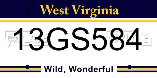 13GS584 West Virginia License Plate