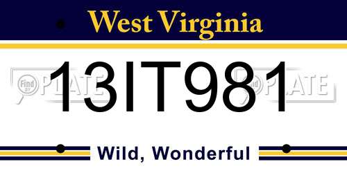 13IT981 West Virginia License Plate