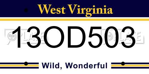 13OD503 West Virginia License Plate