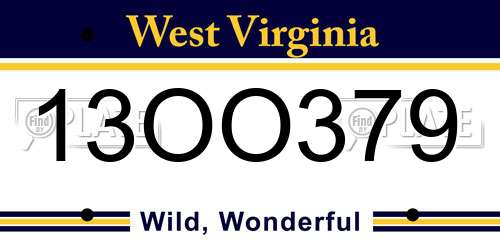 13OO379 West Virginia License Plate