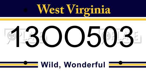 13OO503 West Virginia License Plate