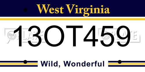 13OT459 West Virginia License Plate
