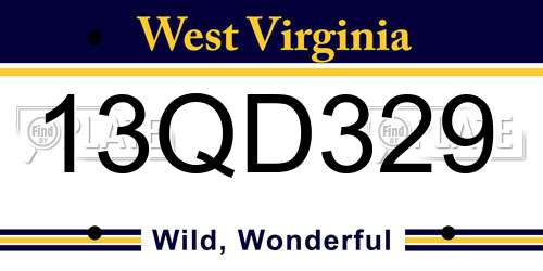 13QD329 West Virginia License Plate