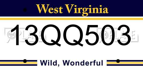 13QQ503 West Virginia License Plate