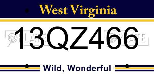 13QZ466 West Virginia License Plate