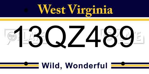 13QZ489 West Virginia License Plate