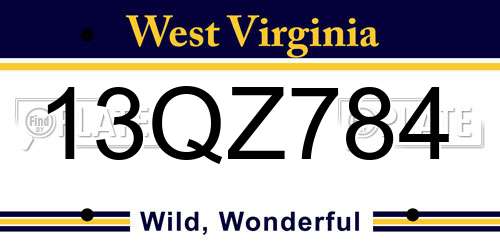 13QZ784 West Virginia License Plate
