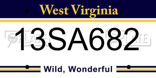 13SA682 West Virginia License Plate