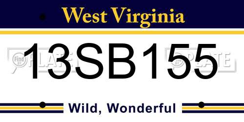 13SB155 West Virginia License Plate
