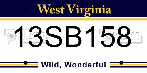 13SB158 West Virginia License Plate