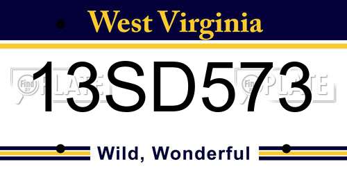 13SD573 West Virginia License Plate