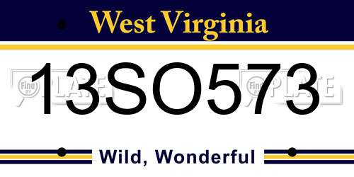 13SO573 West Virginia License Plate
