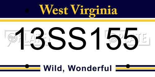 13SS155 West Virginia License Plate