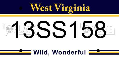 13SS158 West Virginia License Plate