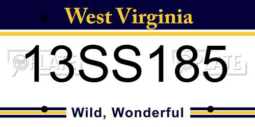 13SS185 West Virginia License Plate