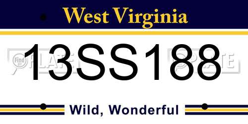 13SS188 West Virginia License Plate