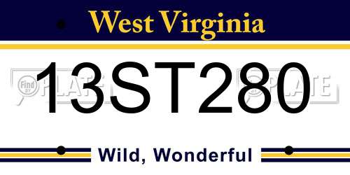 13ST280 West Virginia License Plate