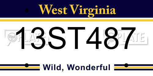 13ST487 West Virginia License Plate