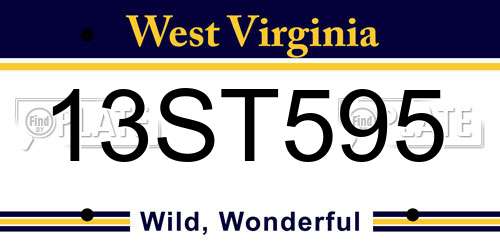 13ST595 West Virginia License Plate