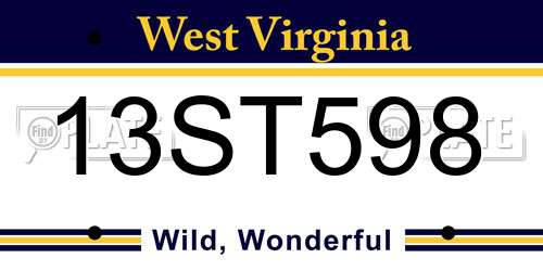 13ST598 West Virginia License Plate