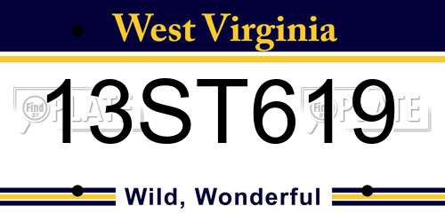 13ST619 West Virginia License Plate