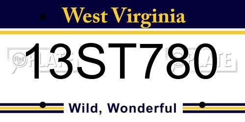13ST780 West Virginia License Plate