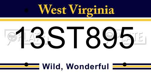 13ST895 West Virginia License Plate