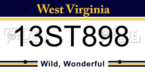 13ST898 West Virginia License Plate