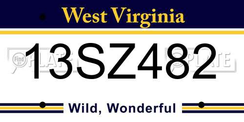 13SZ482 West Virginia License Plate